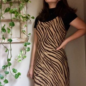 Animal print silk slip dress